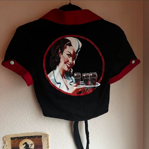Coca Cola Tops - Retro Black and Red Cropped Shirt